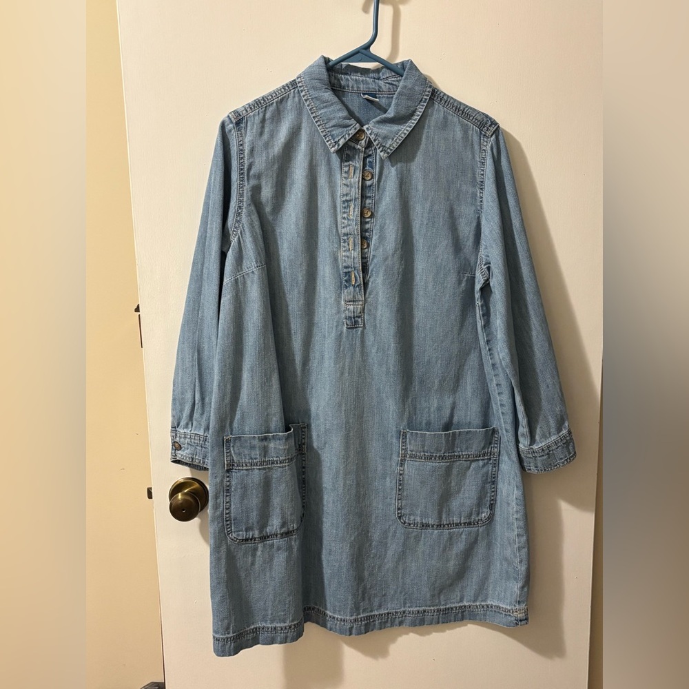 Old navy medium wash popover denim dress EUC size large